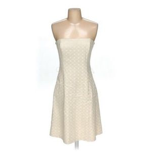 WHBM ivory patterned strapless dress